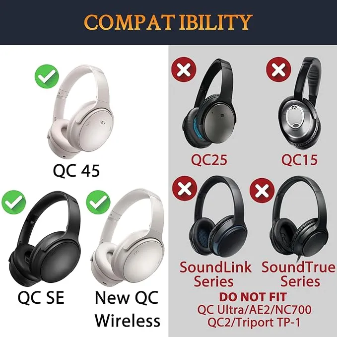 Coussinets de remplacement pour Bose QC45