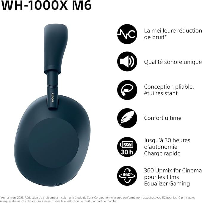 Sony WH-1000XM6 Casque sans-Fil Bluetooth à réduction de Bruit